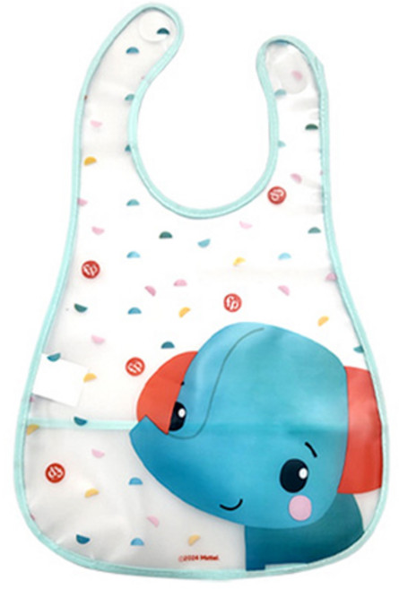 피셔프라이스 유아용 동물 턱받이, 블루코끼리, 1개입, 1개