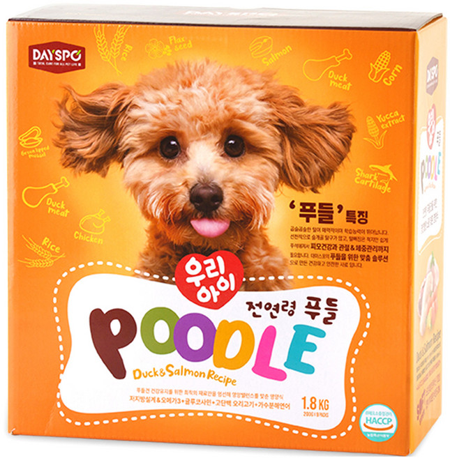 데이스포 강아지 우리아이 기능성 사료, 푸들, 1.8kg, 1개