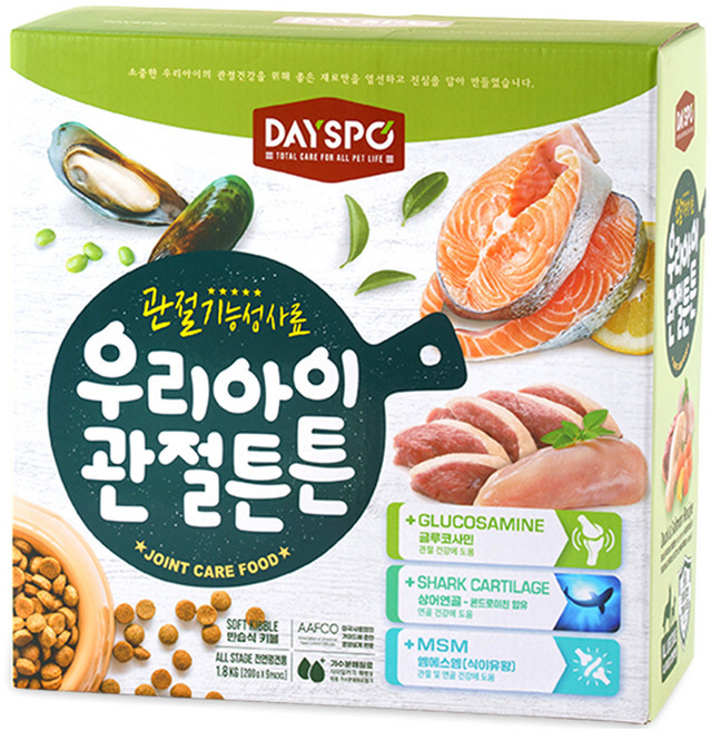 데이스포 강아지 전연령 우리아이 기능성 사료, 뼈/관절강화, 1.8kg, 1개