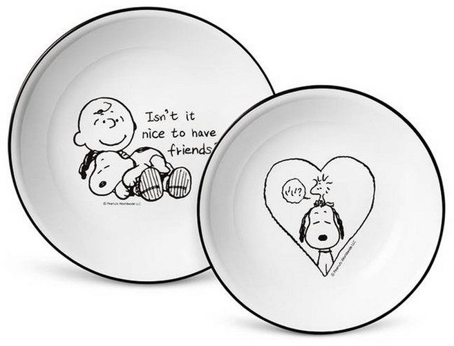 Corelle Brands 康寧餐具 Snoopy & Charlie 聯名款 中+大 配菜碗組, 白色 + 黑色, 1套