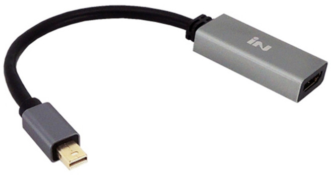인네트워크 mini DP to HDMI 영상 변환 젠더 알루미늄, IN-ACTMDPH19AL, 1개