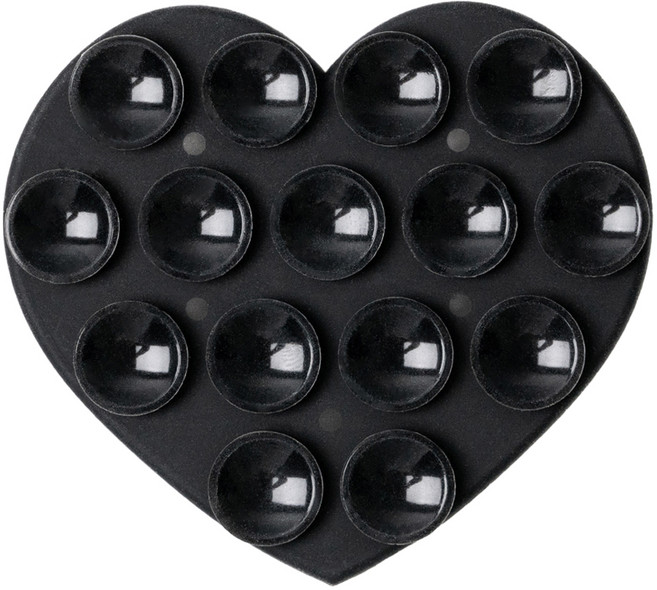 구스페리 파스텔 양면 흡착식 실리콘 부착 패드 하트, 블랙, 1개