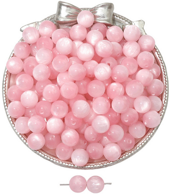 allode 多彩閃亮珍珠圓珠 DIY 串珠 8mm 10入組, 06 淺粉色, 4套