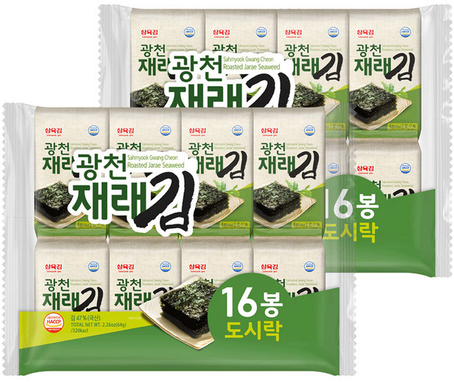 삼육김 광천 재래김 도시락김, 4g, 32개