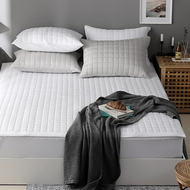 세라지오 순면 누빔 밴딩형 침대패드, 화이트