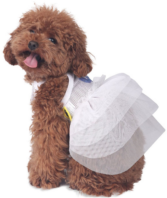 몽슈슈 강아지 스파클 발레리나 드레스, 화이트, 1개