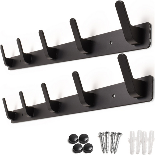 손잡이세상 둥근사각 5구 옷걸이, 블랙, 2개