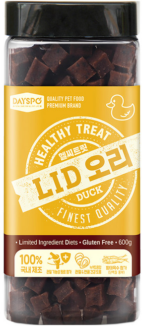 데이스포 강아지 헬시 트릿 LID 져키 간식, 오리, 600g, 1개