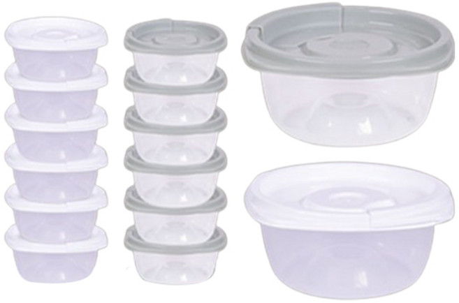 리빙오보제 에어쿡 전자레인지용 밥 소분 밀폐용기 세트, 1세트, 화이트 250ml(7p) + 베이지 250ml(7p)