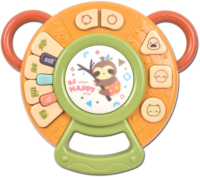 나무늘보 뮤직 탬버린 드럼 멜로디 완구, 혼합색상, 1개