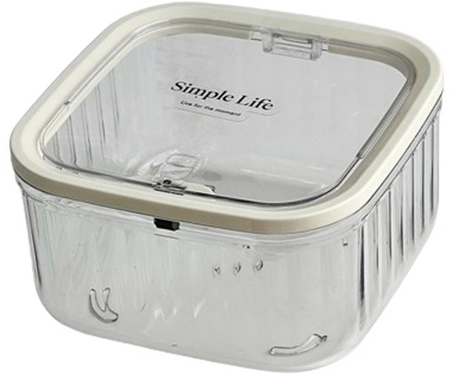 ABM사각 투명 수납함 소, 화이트, 1개