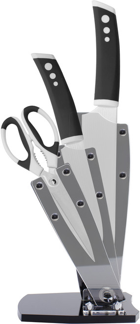 컴포트 컴포트그립 주방칼 3종 + 블랙 칼꽂이 칼세트, 1세트, 식도 + 과도 + 주방가위 + 칼꽂이