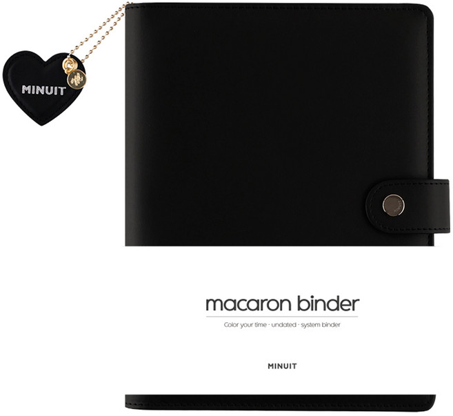 미뉴잇 마카롱 바인더 다이어리 6공 A5, 블랙, 1개
