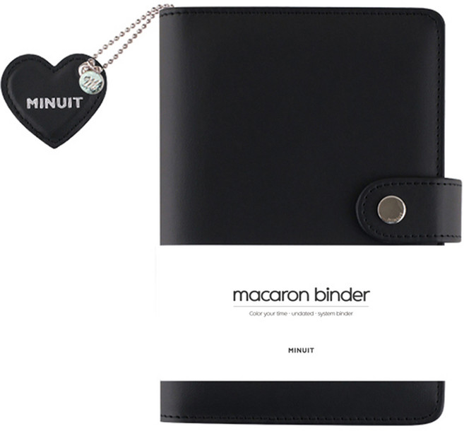 미뉴잇 마카롱 바인더 다이어리 6공 A6, 블랙, 1개