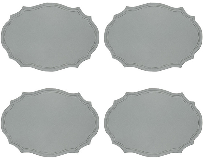 헬로젬 북유럽 노블레스 가죽 방수 테이블 매트, 그레이, 가로 430mm x 세로 300mm x 두께 2mm, 4개