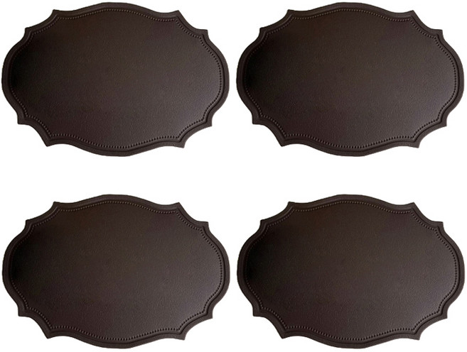 헬로젬 북유럽 노블레스 가죽 방수 테이블 매트, 초콜릿, 가로 430mm x 세로 300mm x 두께 2mm, 4개