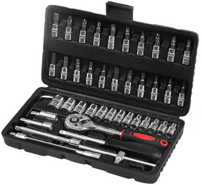 Tamsaa 家用工具46件組, 套筒起子頭棘輪扳手 + 迷你工具卡, 1組