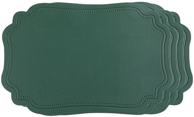 헬로젬 북유럽 하이엔드 가죽 테이블 매트, 그린, 가로 450mm x 세로 300mm x 두께 2mm, 4개