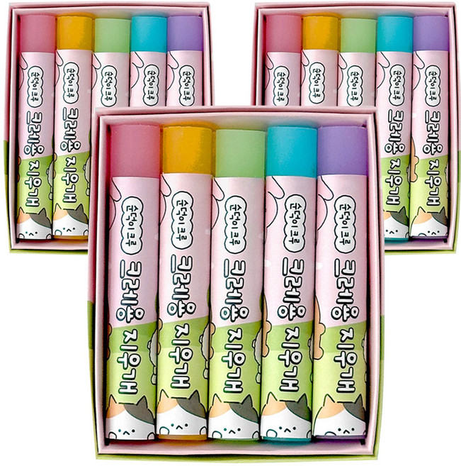 iiGEN 순덕이크루 크레용 지우개 5종 세트, 핑크, 3개