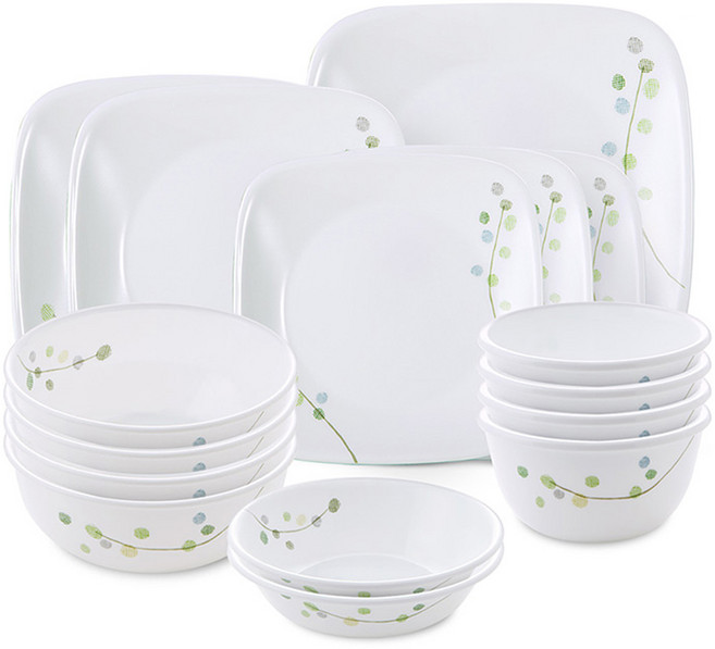 코렐 그린딜라이트 4인 코리안 사각 식기세트 A 16p, 혼합색상, 식기 6종, 1세트