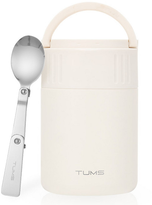 텀스 마일드 푸드자 + 접이식 숟가락 세트, 크림화이트, 395ml, 1세트