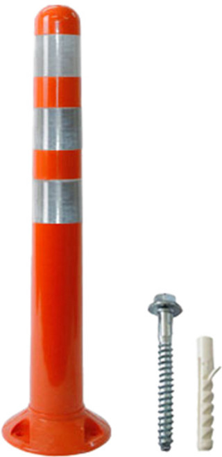 신도산업 둥근 시선유도봉 탄력봉 + 부자재 세트, 오렌지, 1세트