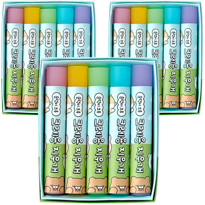 iiGEN 순덕이크루 크레용 지우개 5p, 블루, 3개