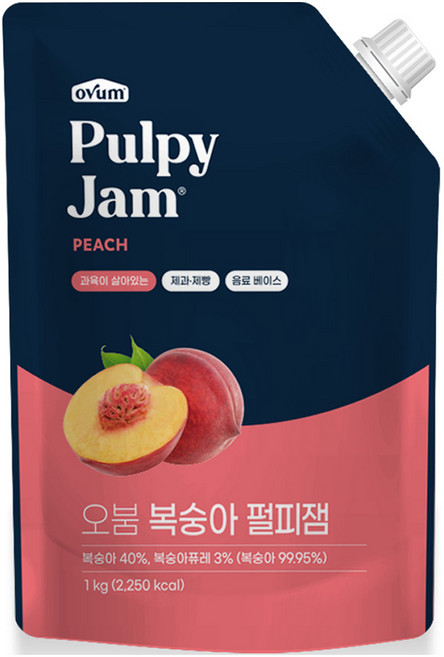 오붐 복숭아 펄피잼, 1kg, 1개