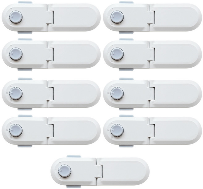 린다베베 유아용 ᄀ자 직각 서랍장 무타공 부착형 안전잠금장치, 9개, 화이트