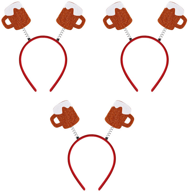 알로데 맥주 축제 사진 소품 파티용 머리띠, 02 브라운맥주잔, 3개