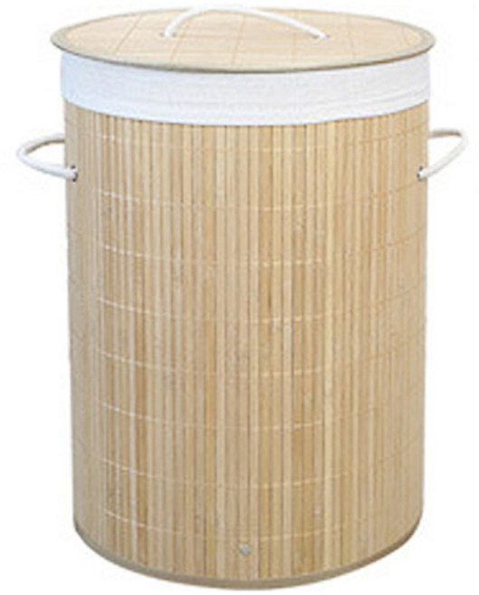 에버하우스 접이식 다용도 대나무 세탁 바구니 원형, 우드