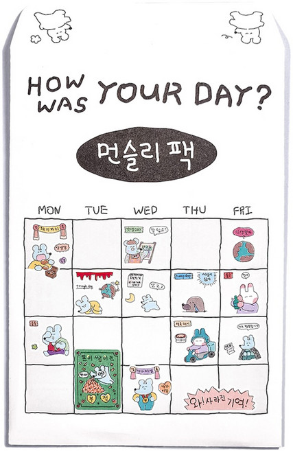 수키도키 먼슬리팩 다꾸 스티커 나이먹기싫어 + 한달에하루 A + 한달에하루 B + 한달에하루 C + 한달에하루 D 5종 세트, 혼합색상, 1세트