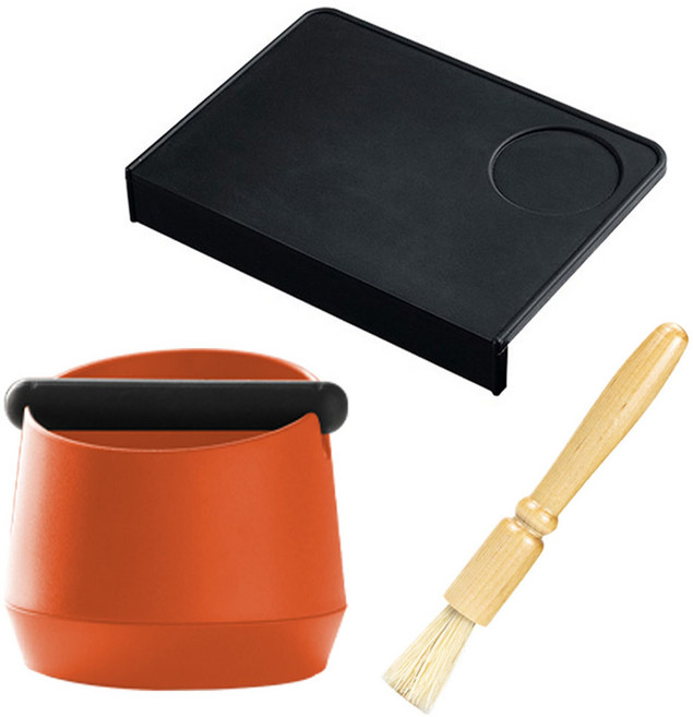 칼딘 데일리 탬핑 베이직 넉박스 대형 + 코너 탬핑 매트 + 우드 모 브러쉬 세트, 오렌지(넉박스), 1세트