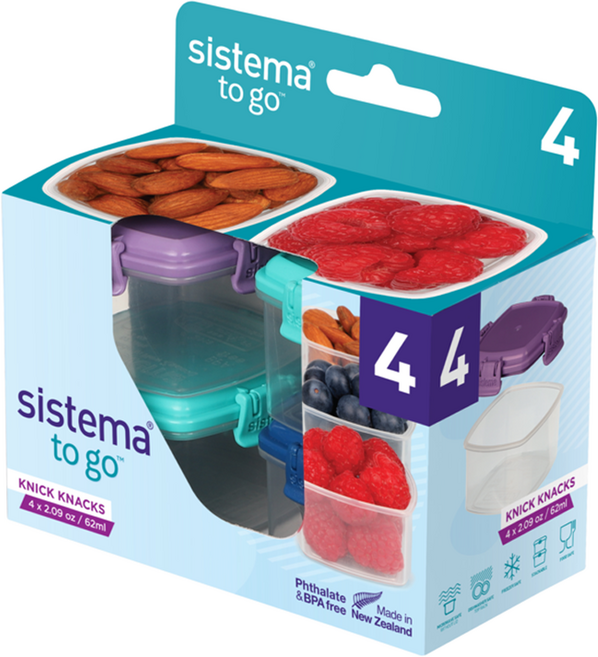 Sistema 미니 닉낵 투 고 밀폐용기 세트, 1세트, 밀폐용기 62ml x 4종