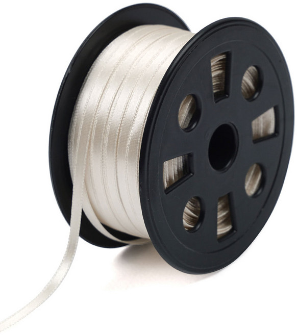 뭉구 프리미엄 유광 단면 공단 리본 5mm, 04 아이보리, 1개, 90m