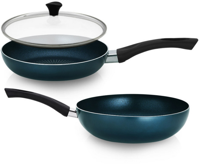 리벤스 인덕션 프리미엄 프라이팬 세트 28cm 3개, 혼합색상, 후라이팬 + 궁중팬 + 유리뚜껑, 1세트