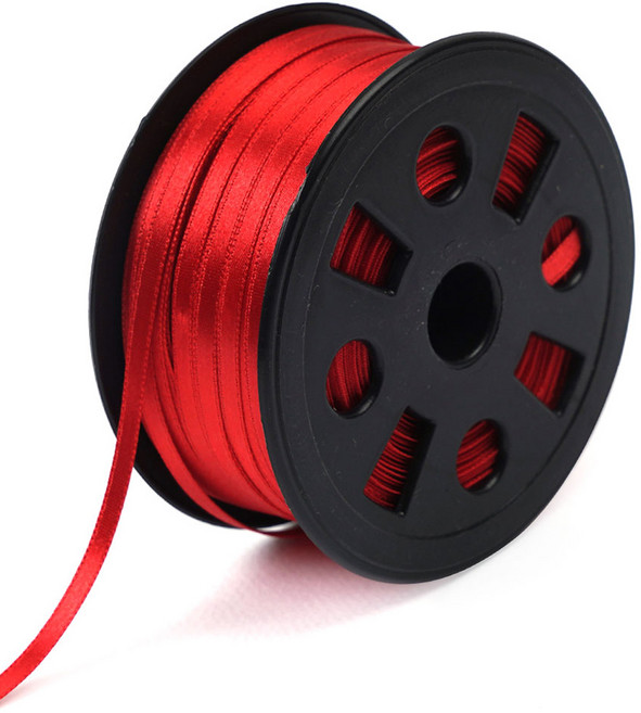 뭉구 프리미엄 유광 단면 공단 리본 5mm, 48 빨강, 1개, 90m