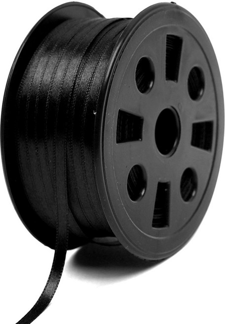 뭉구 프리미엄 유광 단면 공단 리본 5mm, 10 검정, 1개, 90m