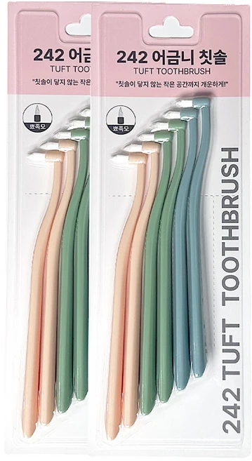 242 어금니 칫솔 뾰족모 3색, 12개입, 1개 - 쿠팡