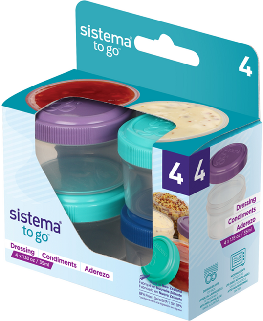 Sistema 드레싱 투 고 밀폐용기 세트, 1세트, 밀폐용기 35ml x 4종