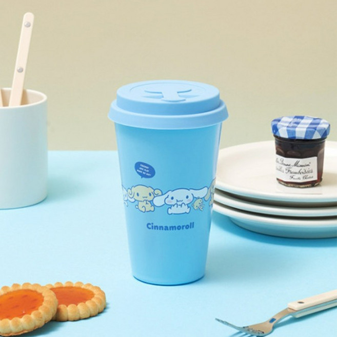 데이니즈 산리오 실리콘뚜껑 스텐 텀블러, 시나모롤, 1개, 400ml