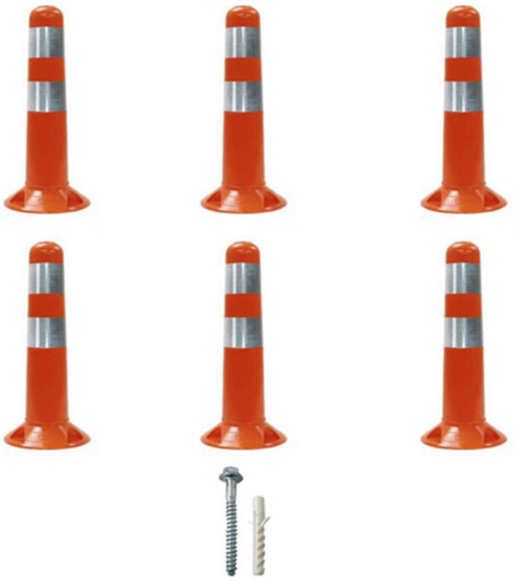 신도산업 둥근 시선 유도봉 탄력봉 6p + 부자재 세트, 유도봉(오렌지), 1세트