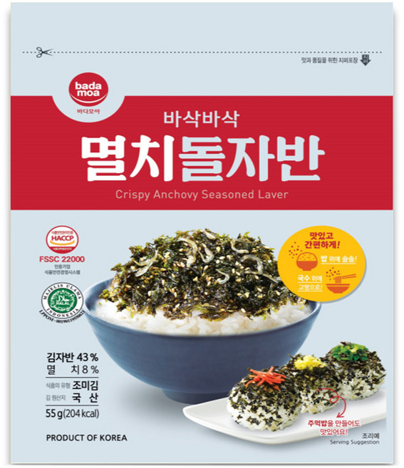 바다모아 김자반 멸치 돌자반, 55g, 1개