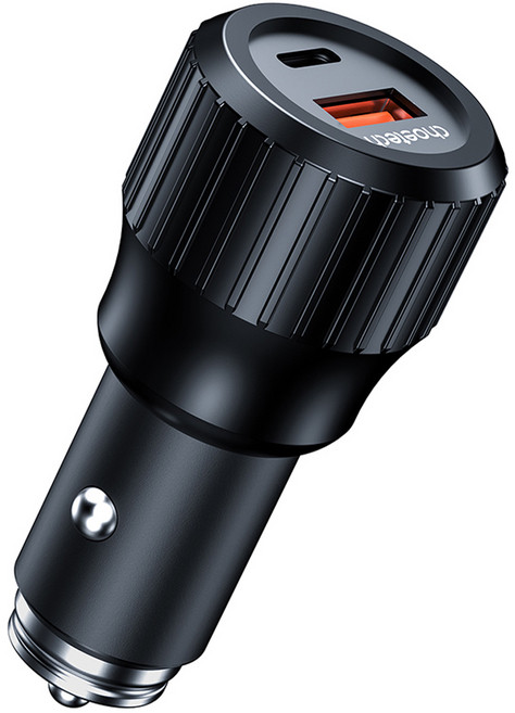 초텍 초고속 63W 듀얼 A to C 시거잭 차량용 충전기, 블랙, TC0010