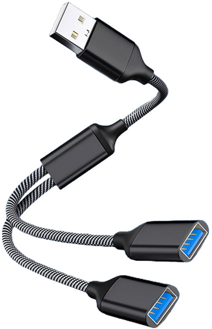 헨센 2in1 멀티 확장 변환 OTG 케이블 USB타입, 블랙, 1개, 12cm