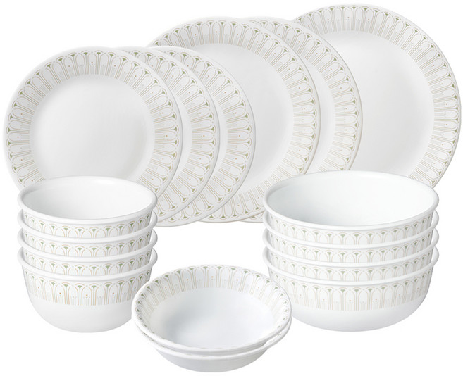 코렐 원형 4인 홈세트, 글램그린, 식기 16p, 1세트