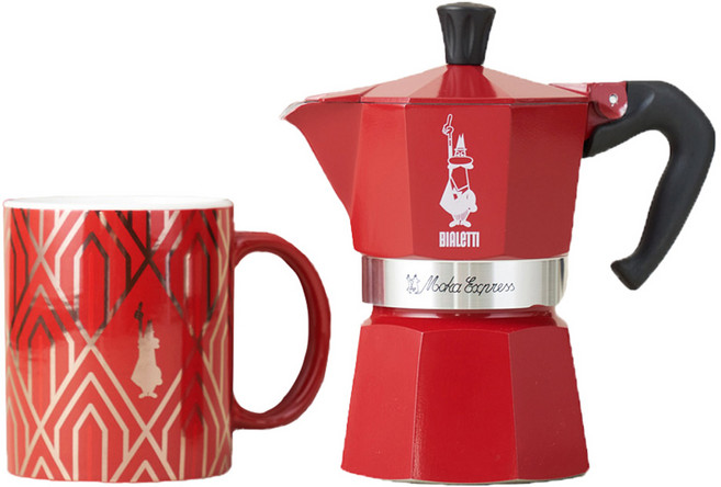 BIALeTTI 拜雷提 Moka Express Deco Glamour 3入組, 1套, 紅色