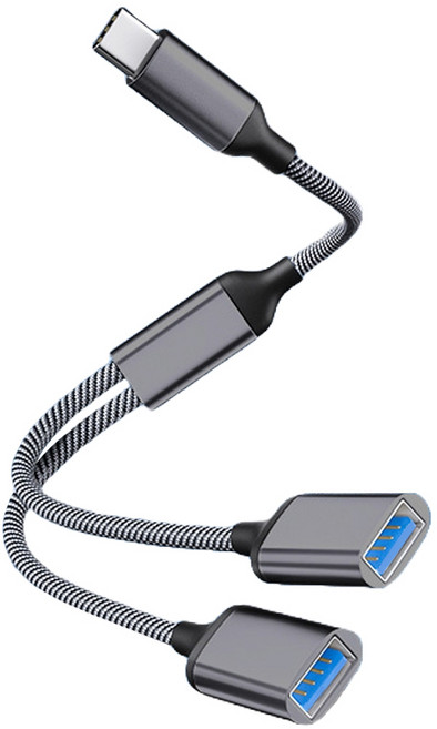 헨센 2in1 멀티 확장 변환 OTG 케이블 C타입, 그레이, 1개, 12cm