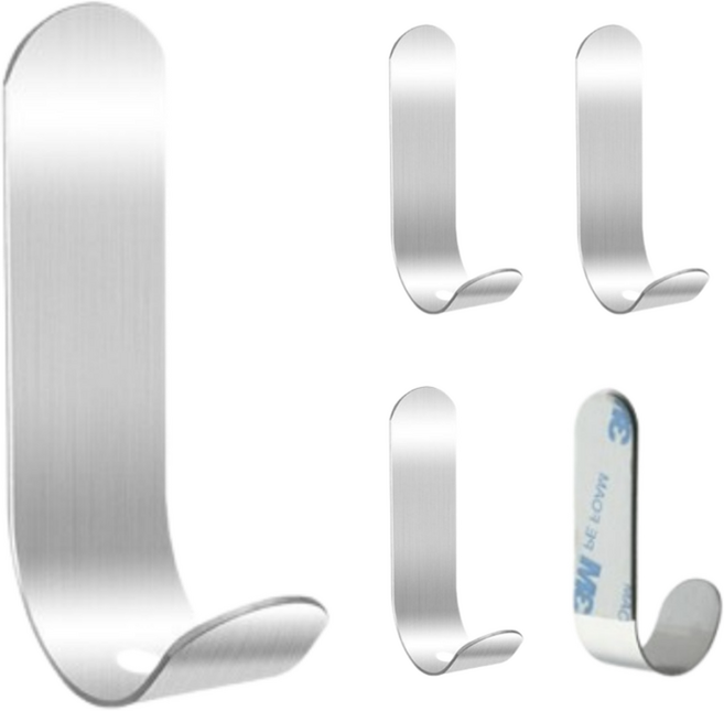 리빙홈디테일 무타공 접착식 3M 후크 J형, 실버, 5개