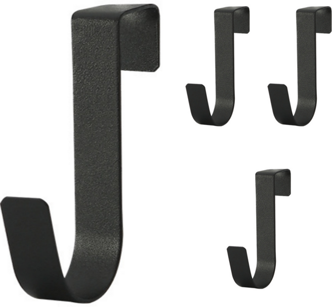 리빙홈디테일 싱크대 도어 스텐 후크걸이 LHD-039, 블랙, 4개